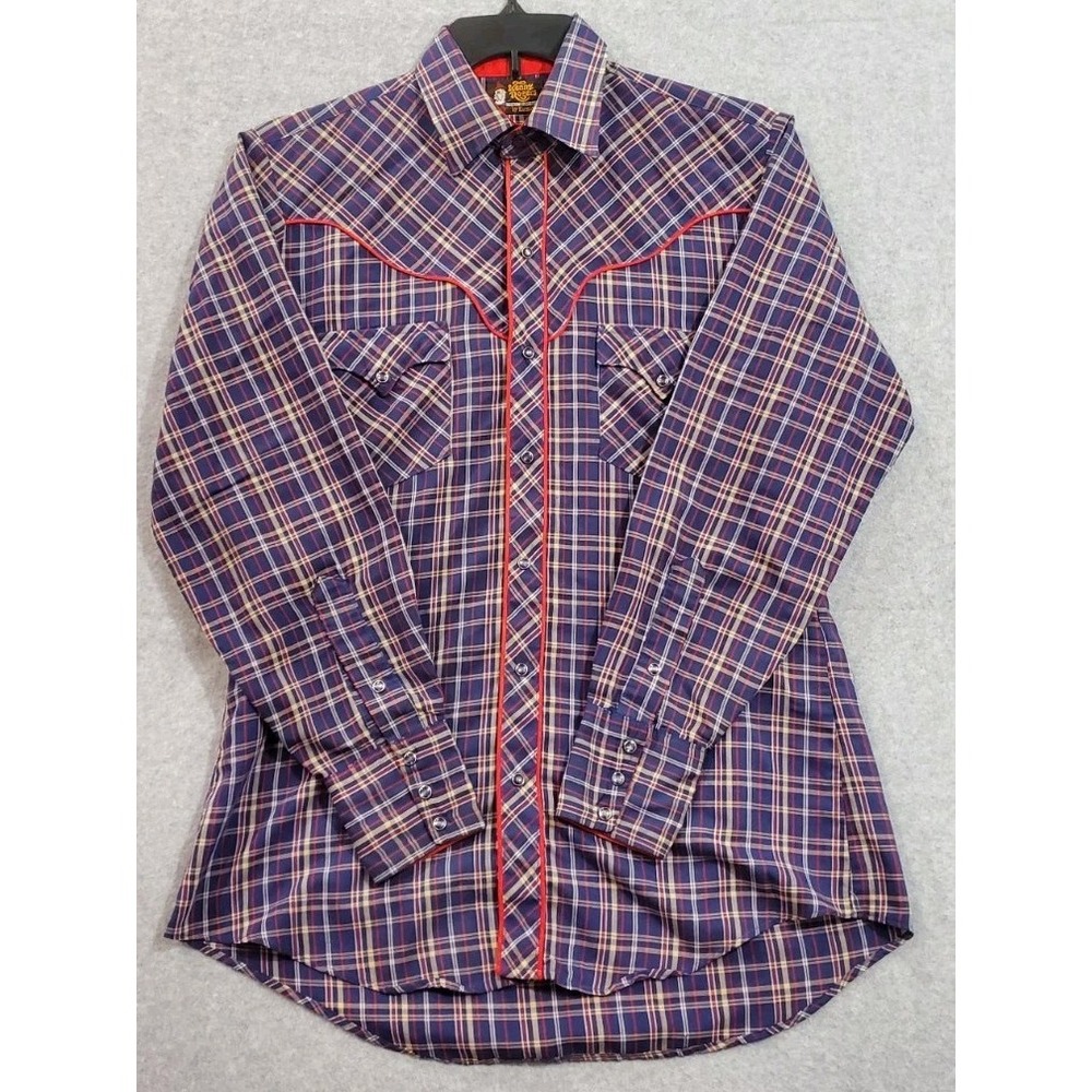 VTG‎ Kenny Rogers Western Collection Shirt Long Sleeve Plaid Karman Pearl Snap